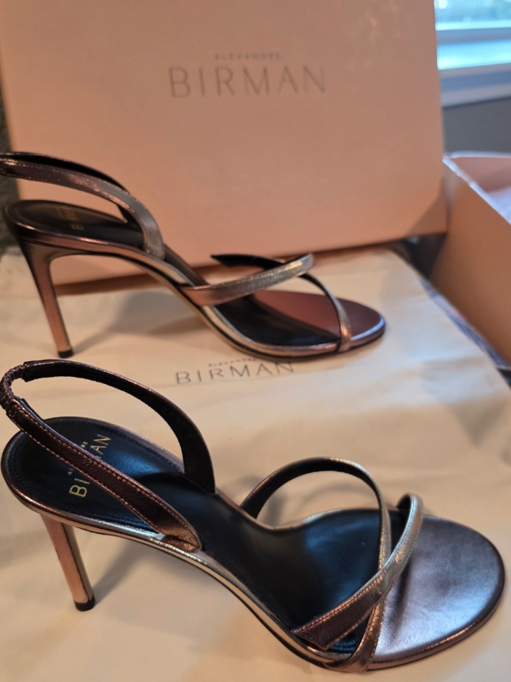 Alexandre Birman Tita 85 Metallic Leather Slingback Sandal 36 Box Dustbag